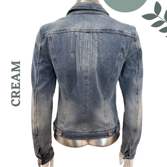 Cream Knit Denim Jacket Blue – Size Extra Small XS - Picture 3 of 7